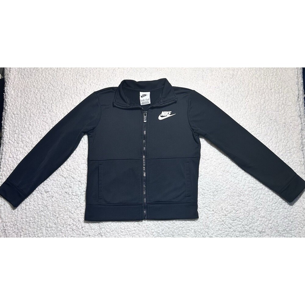 Nike Boy's Kids Black Smooth Full Zip Logo Jacket Size S 5-6 years Pockets
